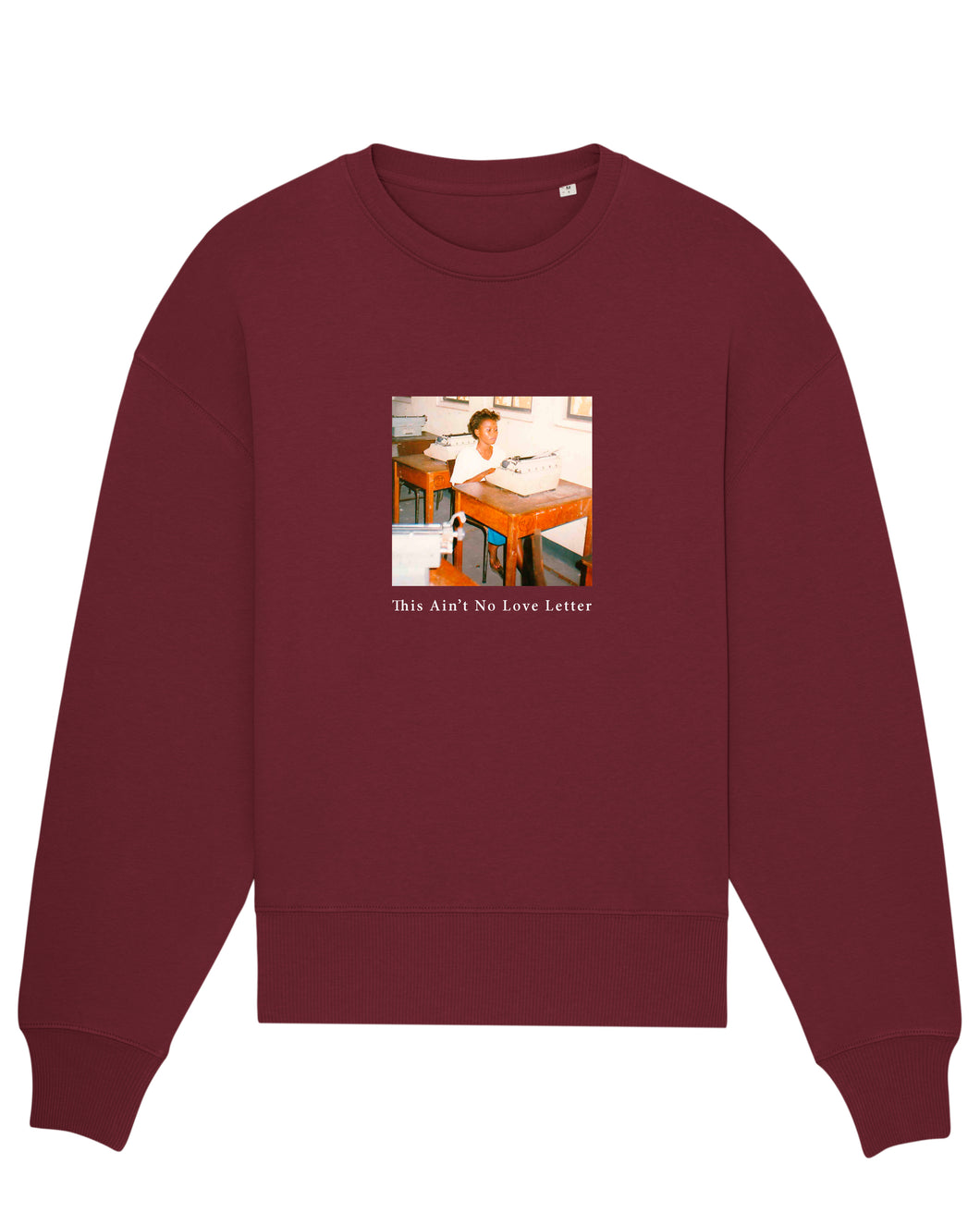 BURGUNDY & PRINT - RELAXED CREW NECK SWEATSHIRT